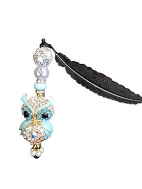 Crystal Aqua Owl Bookmark